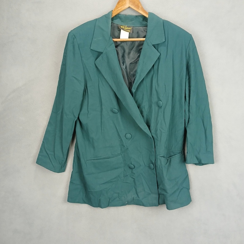 Vintage Toni Garment For C C Magic Blazer Dress Jacket Womens 12 Dark Green